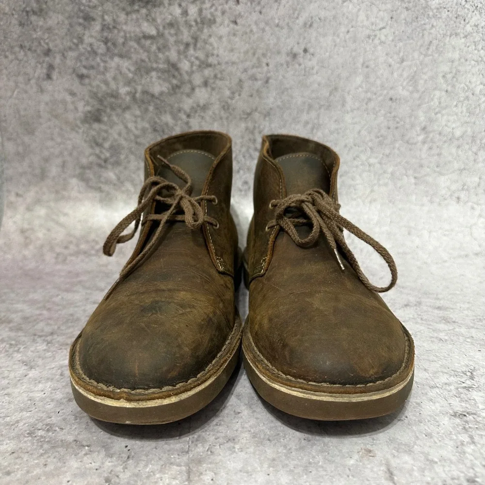 Clarks Bushacre 2 Chukka Boots Mens 10.5 Beeswax Brown Leather Desert Ankle Boot